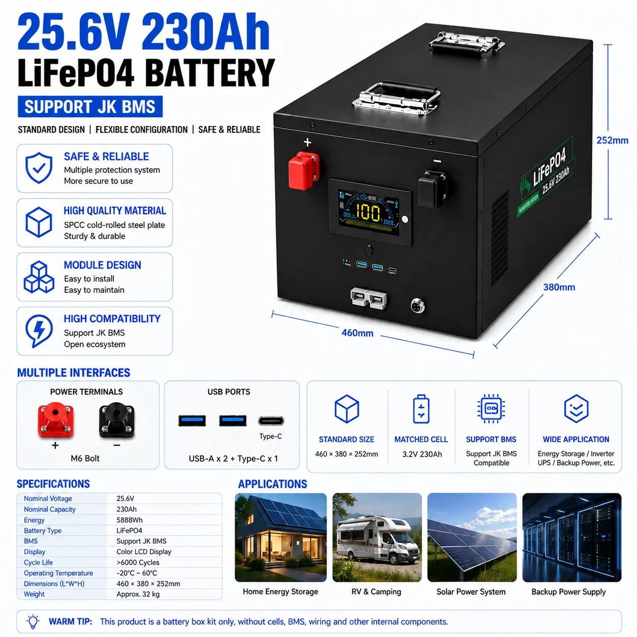 25.6V 300Ah LiFePO4 Battery