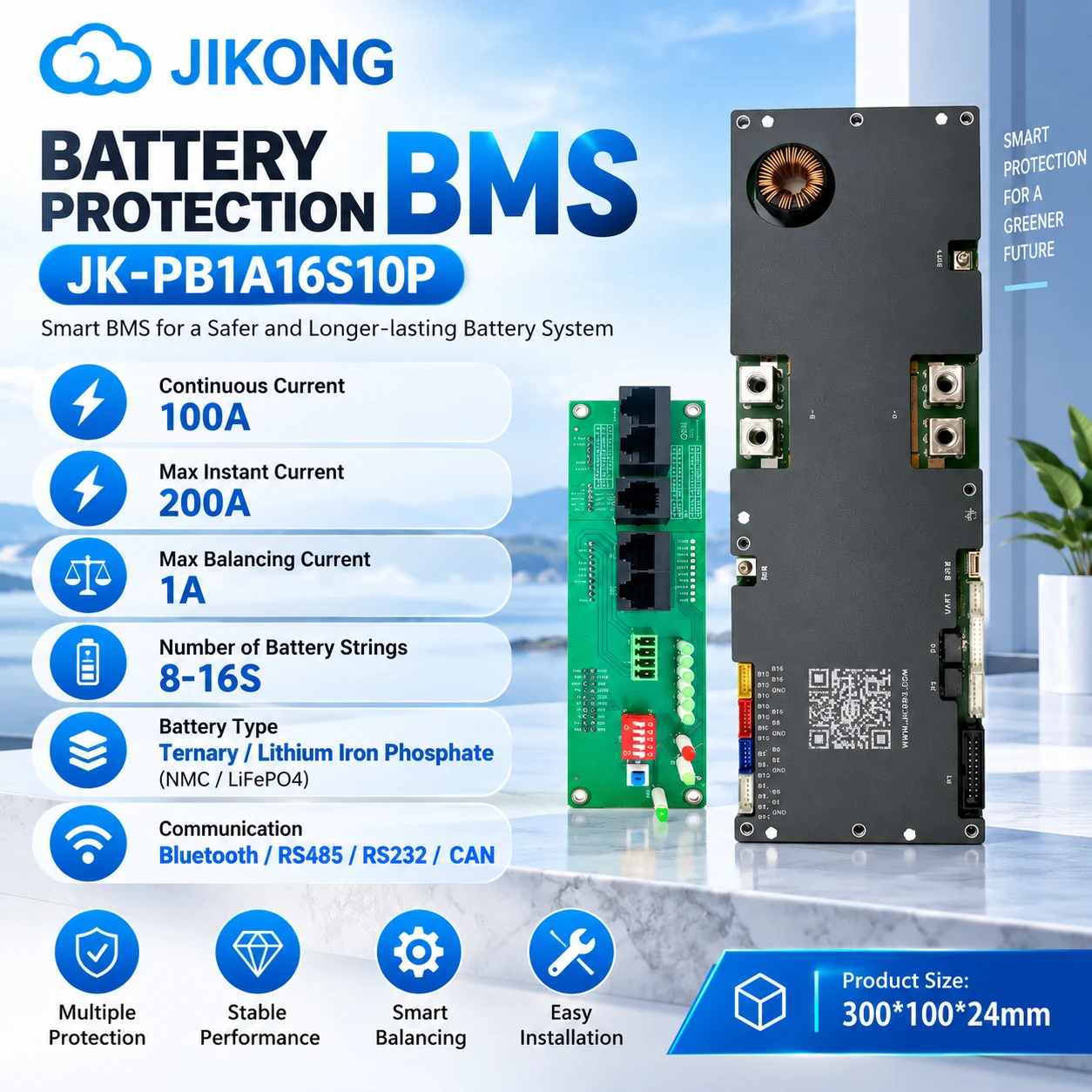 EYUN 25.6V 314Ah 8.04kWh Wall-Mounted LiFePO4 Solar Energy Storage Battery with Smart BMS