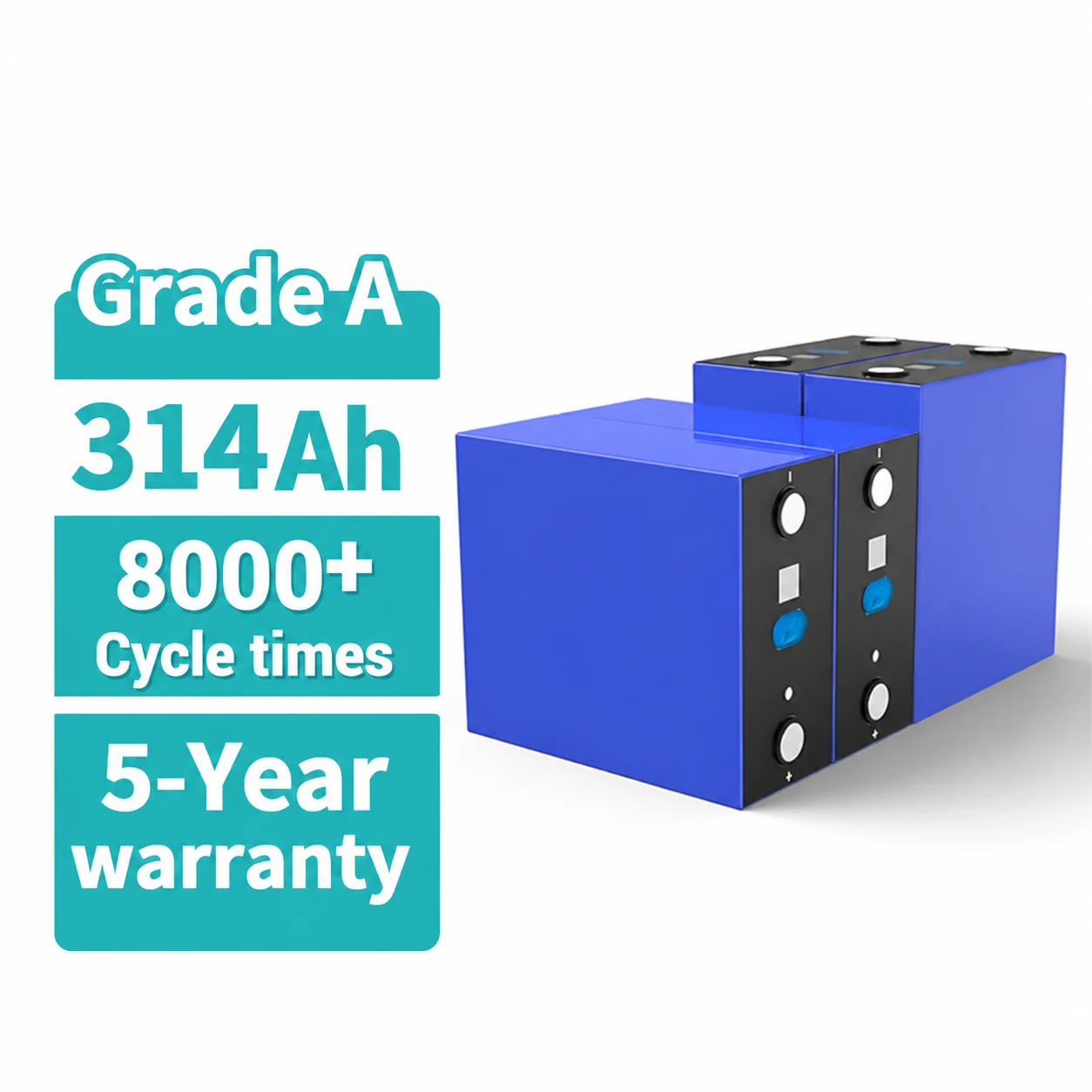 EYUN 25.6V 314Ah 8.04kWh Wall-Mounted LiFePO4 Solar Energy Storage Battery with Smart BMS