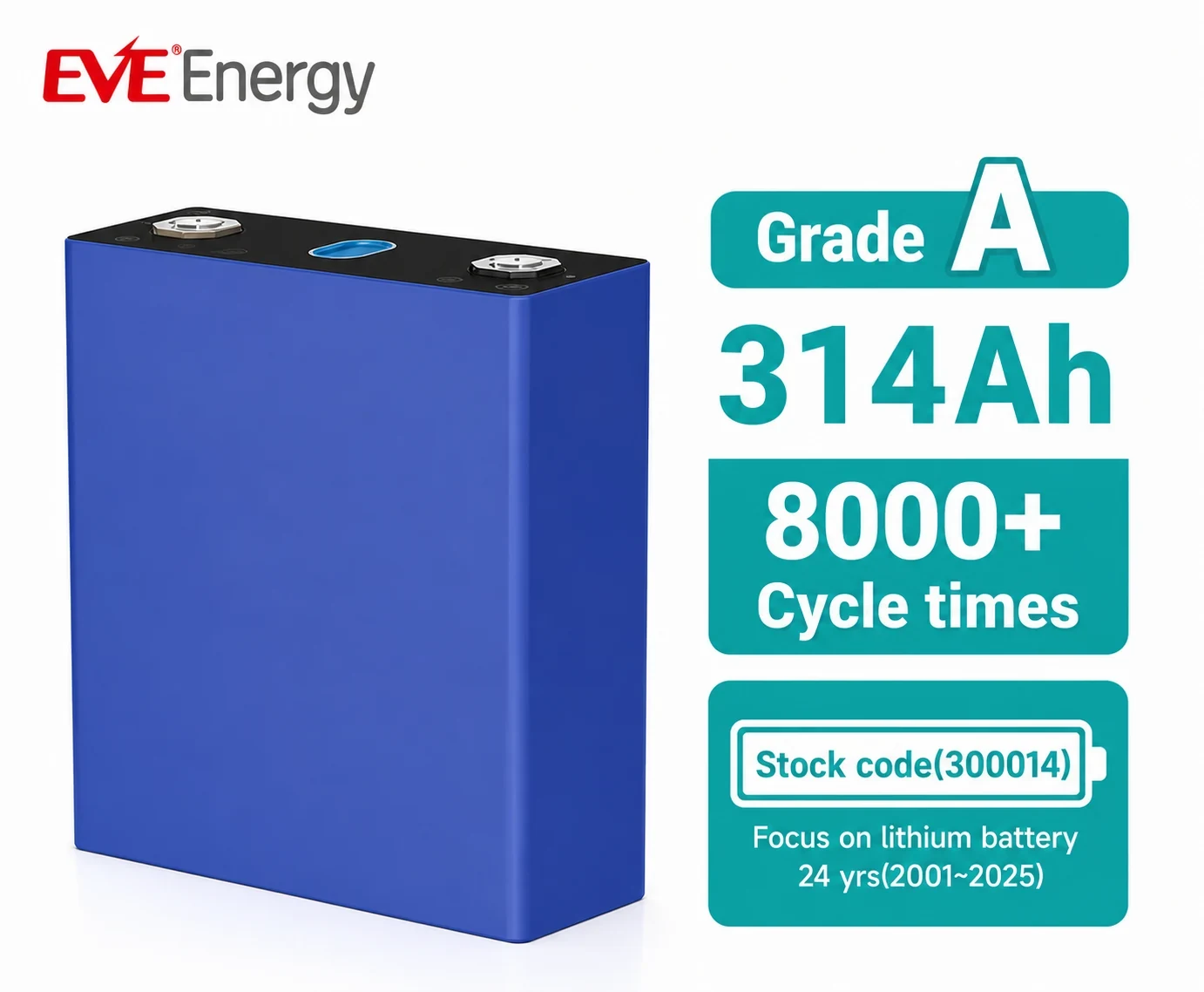 EYUN 25.6V 314Ah 8.03kWh LiFePO4 Battery