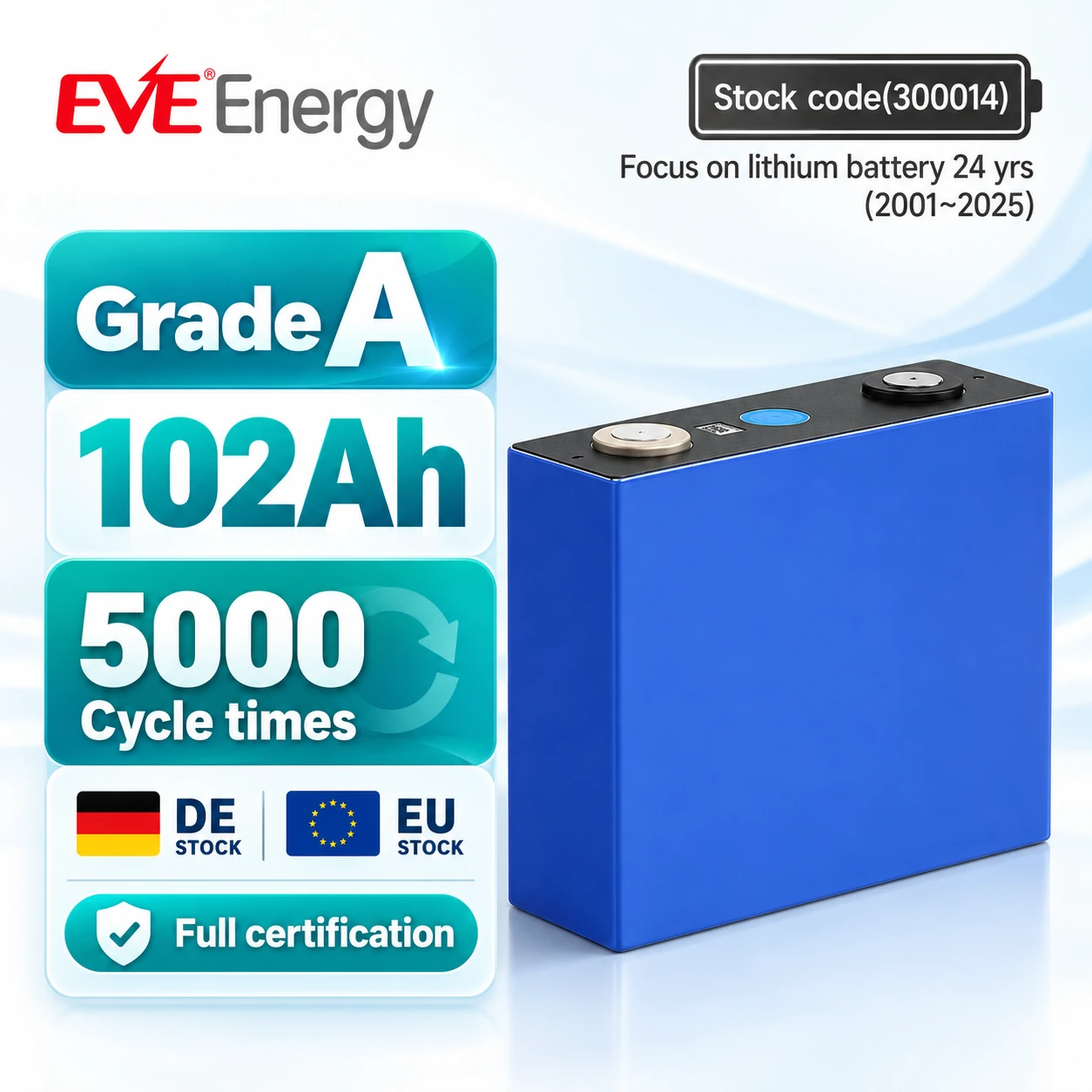 EVE LF100LA 102Ah 3.2V LiFePO4 Cell